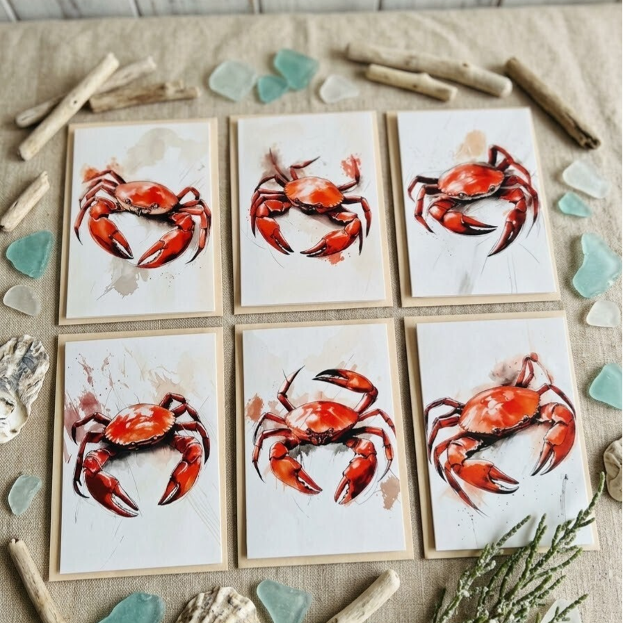 ​Krab & Kust - Art Prints Wenskaarten – Stijlvolle & Realistische Aquarelkaarten 🦀🌊