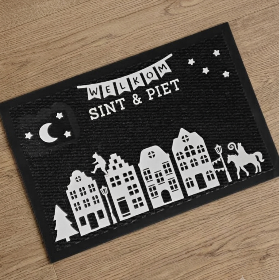 Sinterklaas Deurmat Grachtenpandjes – "Welkom Sint & Piet"