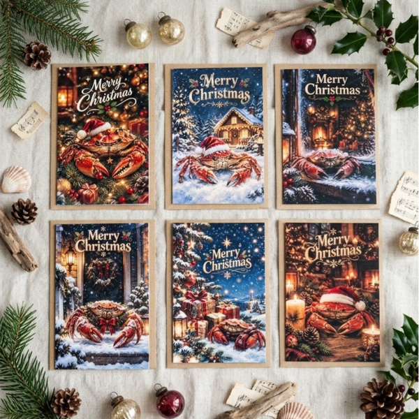 ​Sfeervolle Kerstkaarten met Krabben in Winter wonderland 🦀✨
