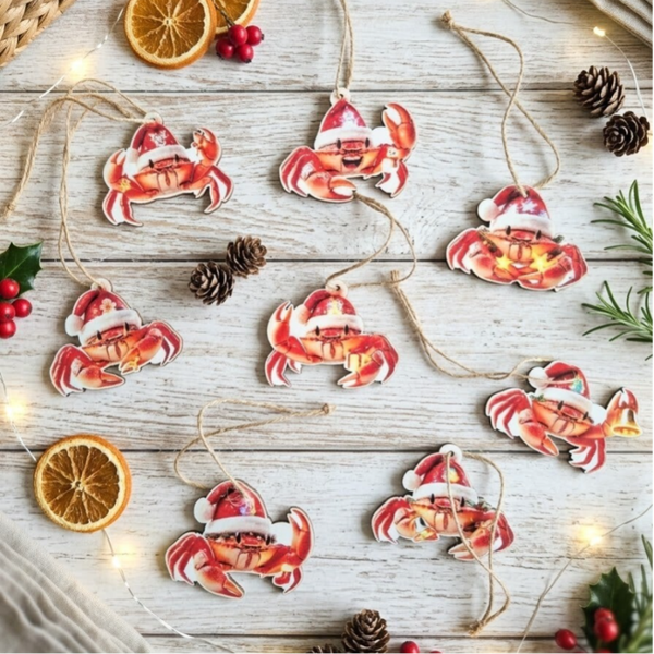 Kersthanger Krab met Kerstmuts – Unieke Kerstboomversiering