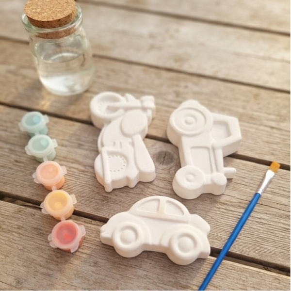 ​Schilderset Voertuigen (Set van 3) – Inclusief Verf & Kwast