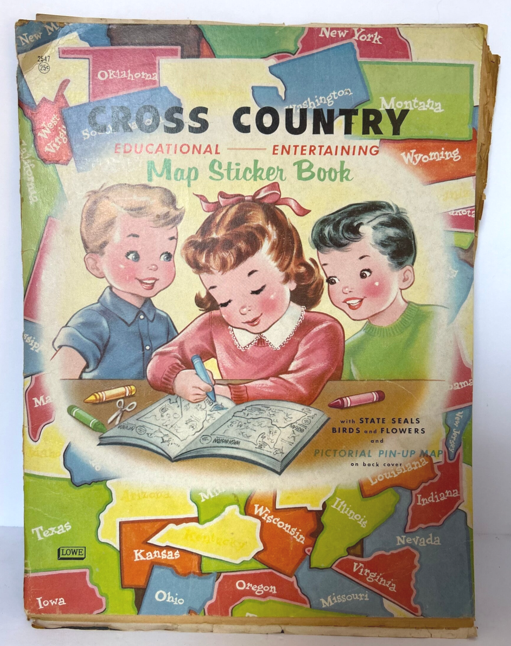 Vintage Cross Country Map Children’s Sticker Book by Lowe’s | Educational Collectible
