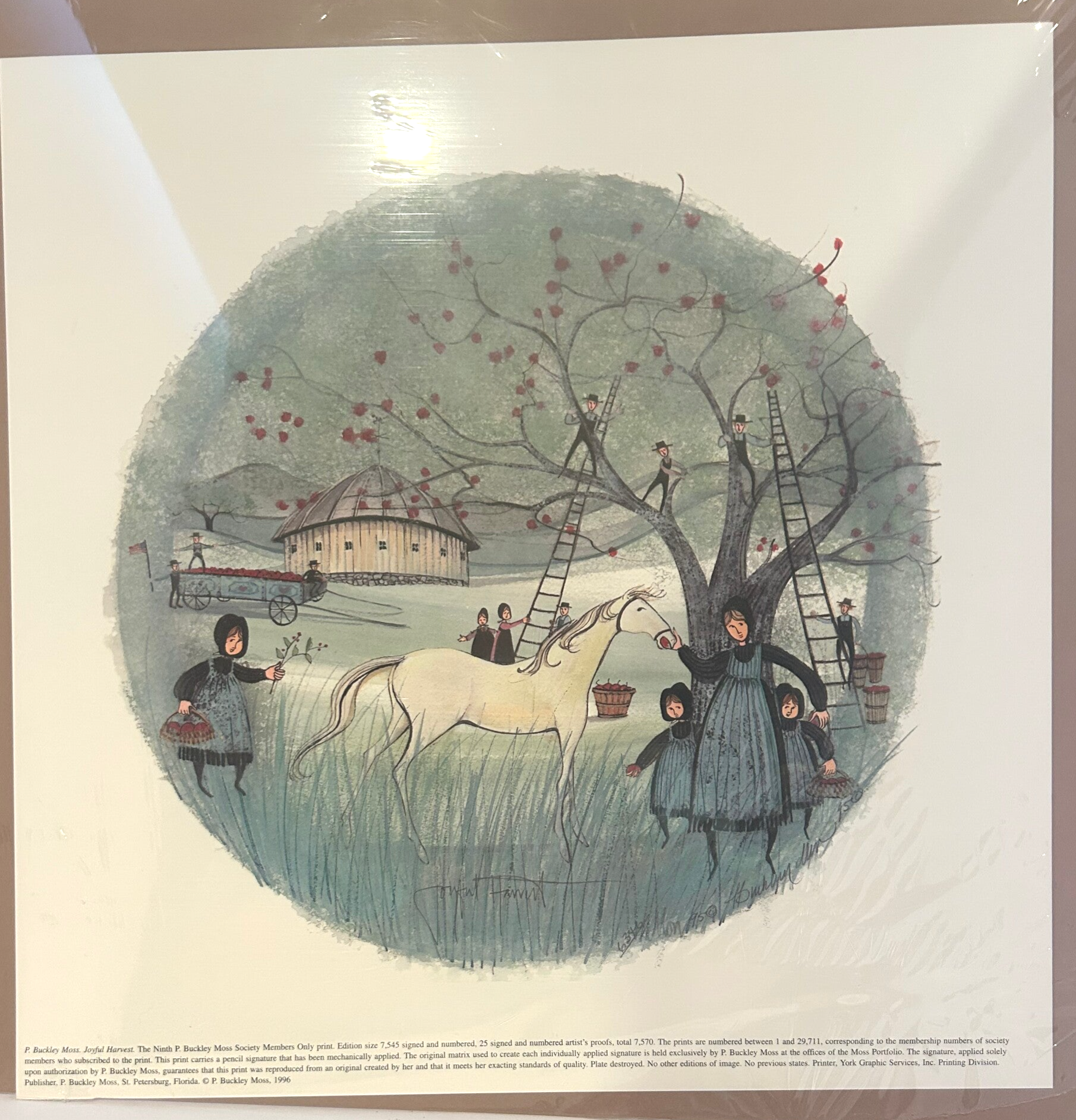 1995 P. Buckley Moss – "Joyful Harvest" Members Only Print #6346/29711 | Limited Edition Artwork