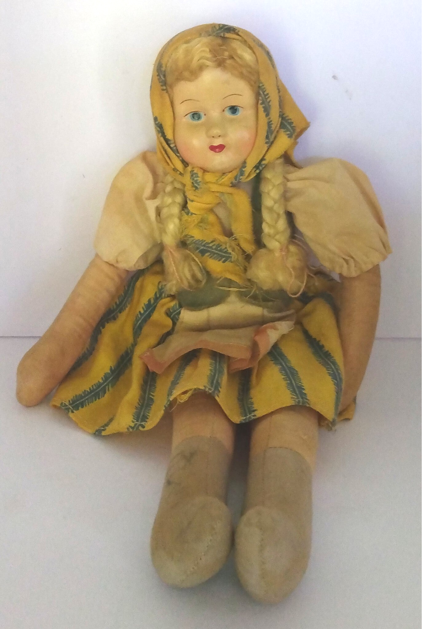 Vintage 1940’s 12" Polish Cloth Celluloid Doll | Rare Collectible Antique Doll