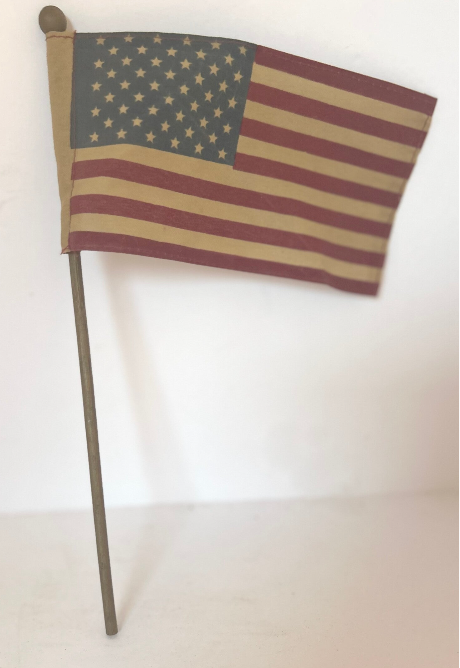 Antique American Desk Flag on Stick | Patriotic Collectible Memorabilia