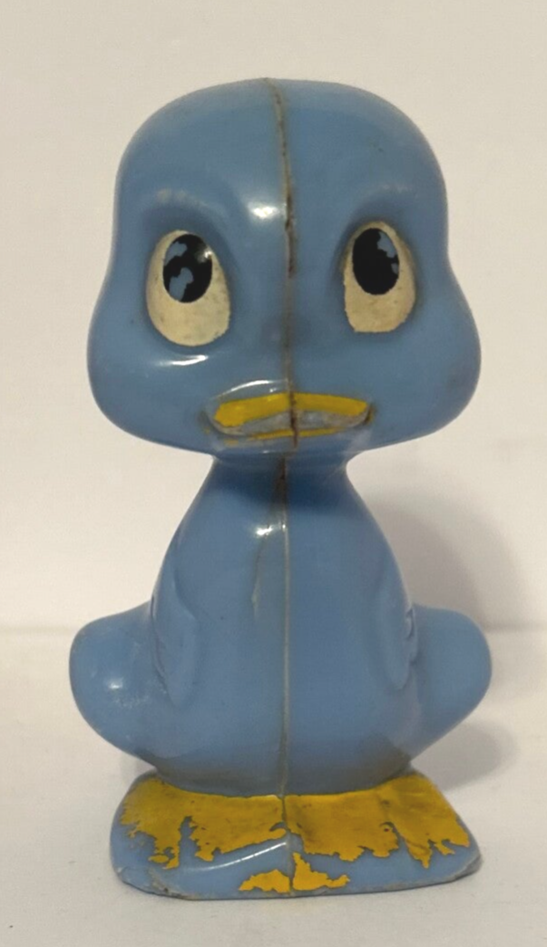 1960 Vintage Blue Duck Rattle – Classic Plastic Baby Toy Collectible