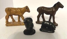 1930s-40s Hard Rubber Farm Animals (Set of 4) – Vintage Collectible Toy Figures from Early American Play