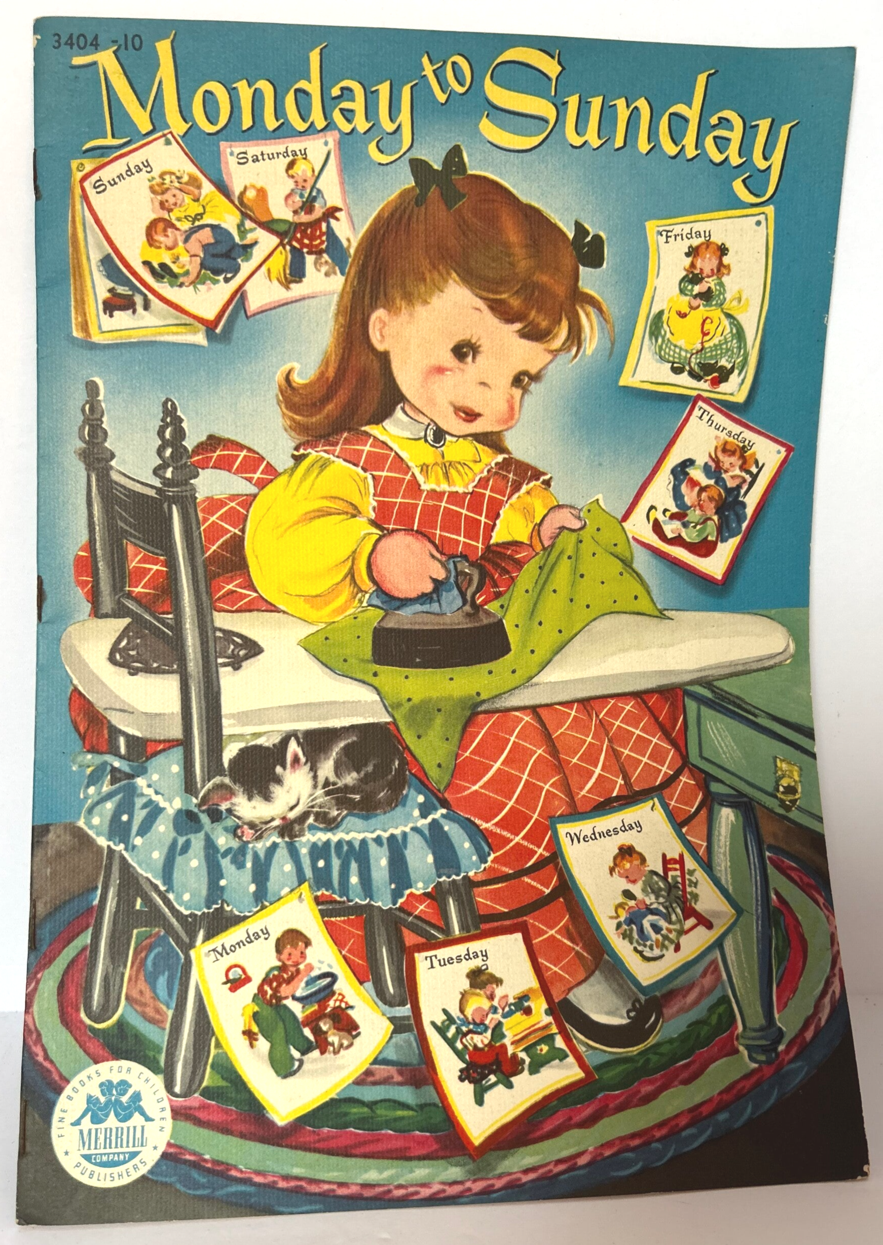 1949 Vintage Children’s Book – Monday to Sunday by Merrill Co. | Classic Mid-Century Storybook