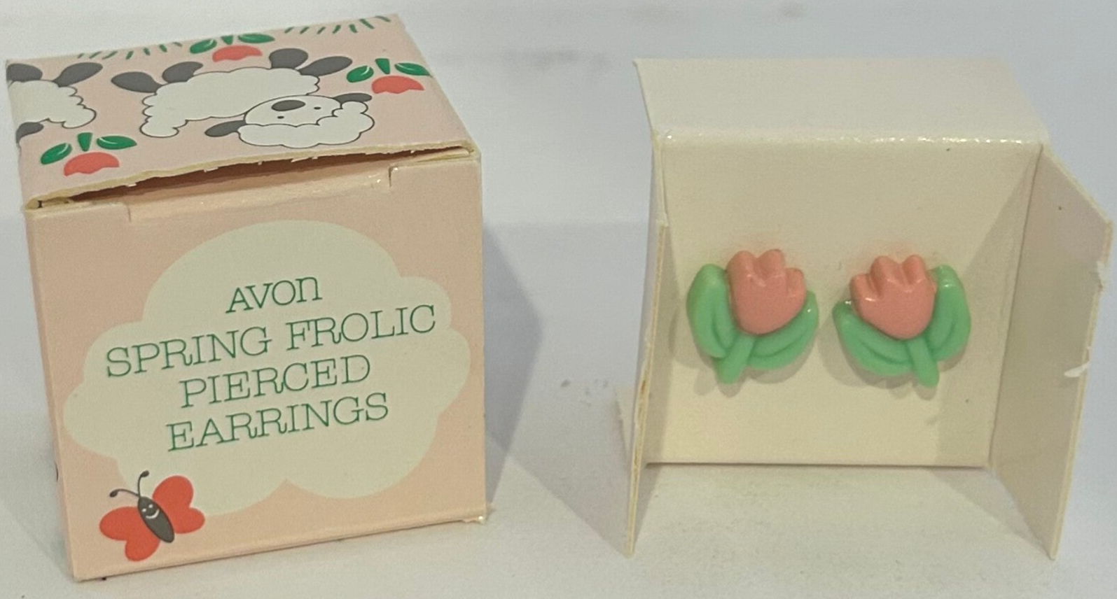 1980s Avon “Spring Frolic” Pierced Earrings – Tulips | Vintage Collectible Jewelry