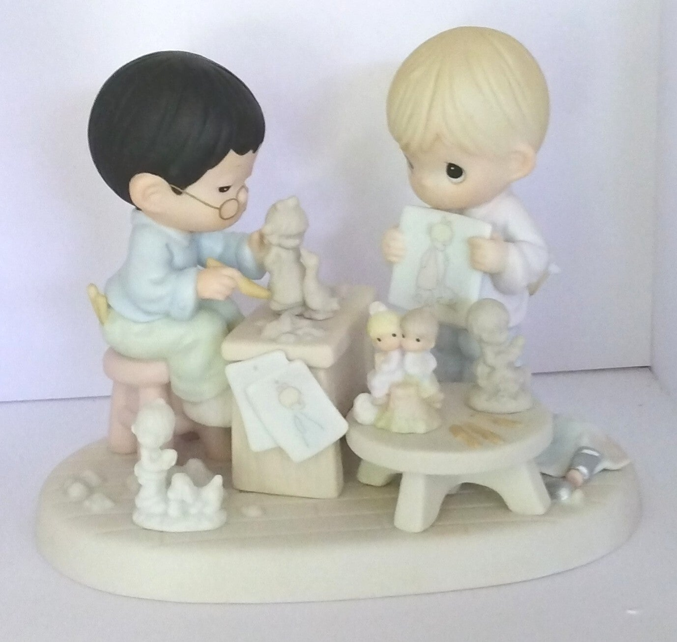 Precious Moments “How Can Two Work Together Except They Agree” Figurine in Original Box – Vintage Faith & Friendship Collectible