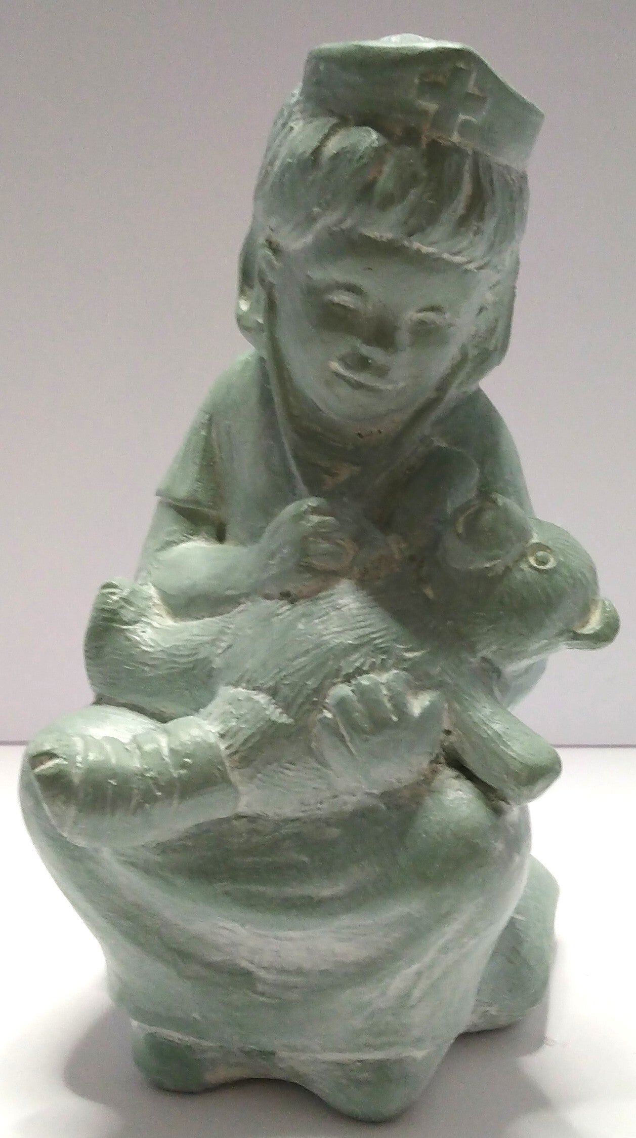 Isabel Bloom Sculpture “Scrubs” – Young Girl in Nurse Uniform with Teddy Bear