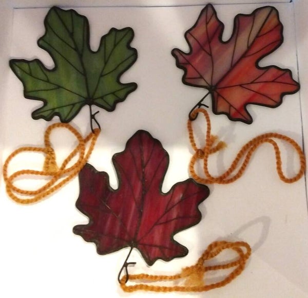 Stained Glass Maple Leaf Suncatchers (Set of 3)