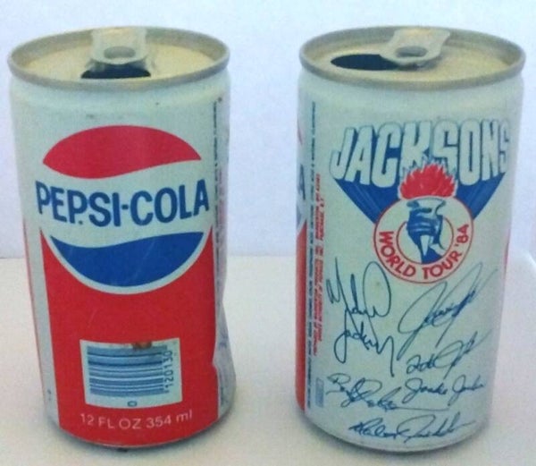 Vintage 1984 Jacksons World Tour Pepsi Cans – Collectible Autographed Logo Design