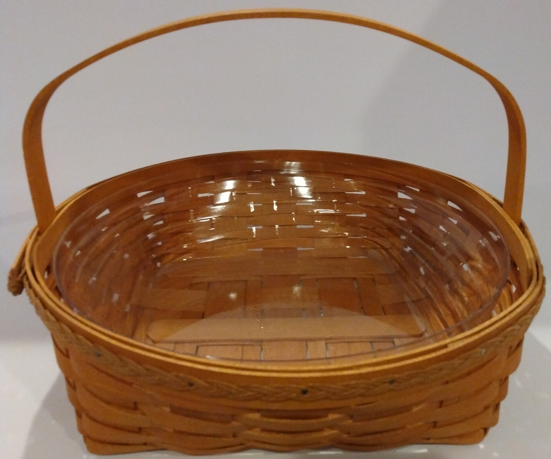 Longaberger Single Handle Round Basket with Protector – Handwoven Collectible Basket & Protector