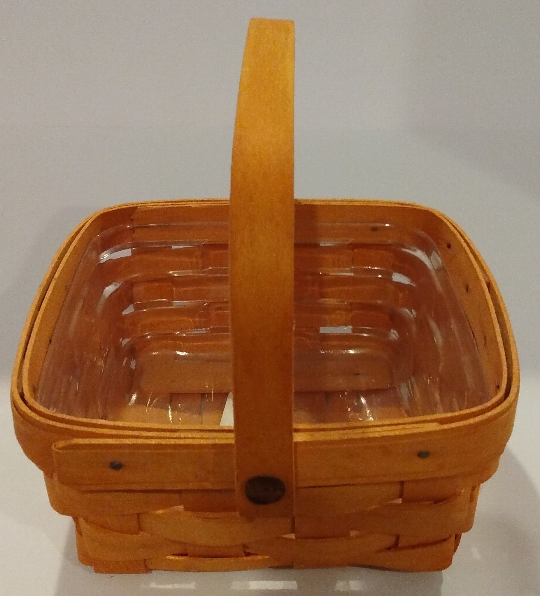 Longaberger Single Swing Handle Small Market Basket with Protector – 4¾" x 6⅝" – Handwoven Collectible Basket