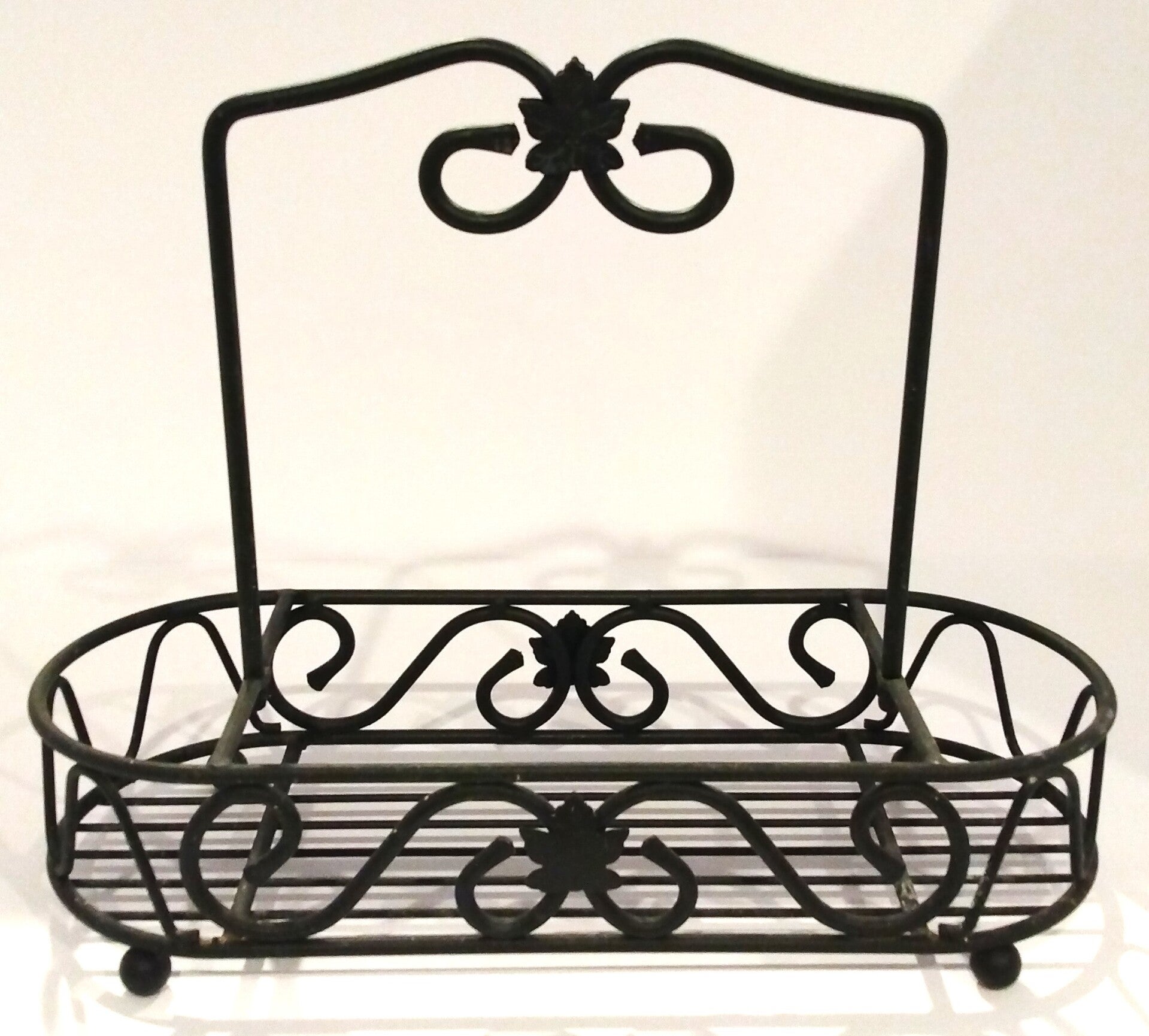Longaberger Wrought Iron Caddy – Vintage Rustic Basket Holder & Home Organizer