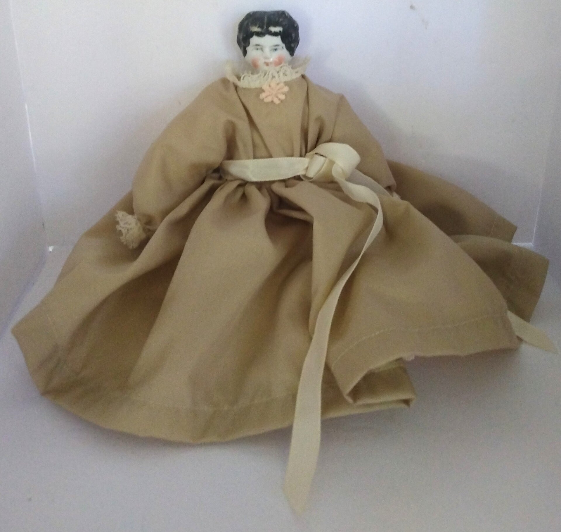 Antique 8" China Head, Hands, and Feet Doll | Collectible Vintage Doll