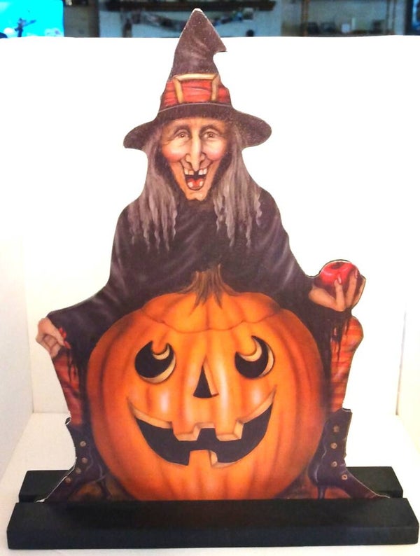 Halloween “Midnight Witch” Dummy Board Bonnie Barret Hand-Painted Decoration | Collectible Spooky Décor