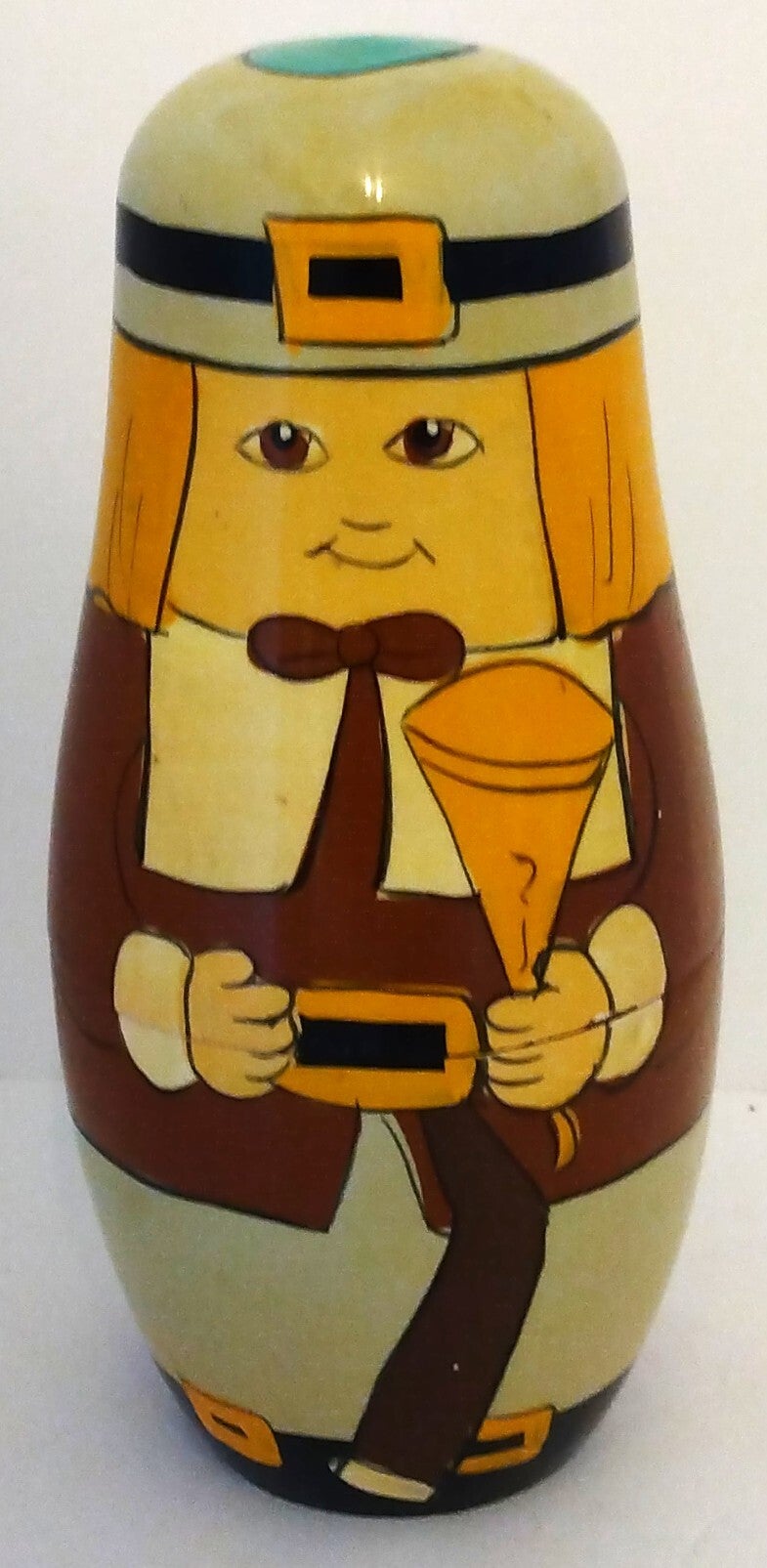 Vintage Thanksgiving Matryoshka Nesting Dolls — Pilgrim Theme | Hand-Painted Wooden Set | Holiday Décor