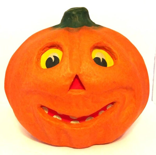 Vintage Plastic Jack-O’-Lantern Pumpkin | Retro Halloween Smiling Pumpkin Décor