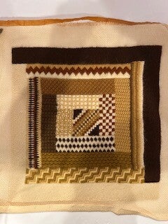 11x11 Vintage Needlepoint Decorative Pillow – 1970s Retro Browns & Beiges Charm
