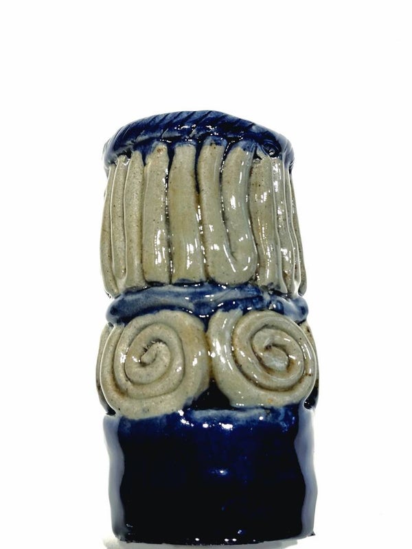 Artisan Abstract Blue & Grey Pottery Vessel