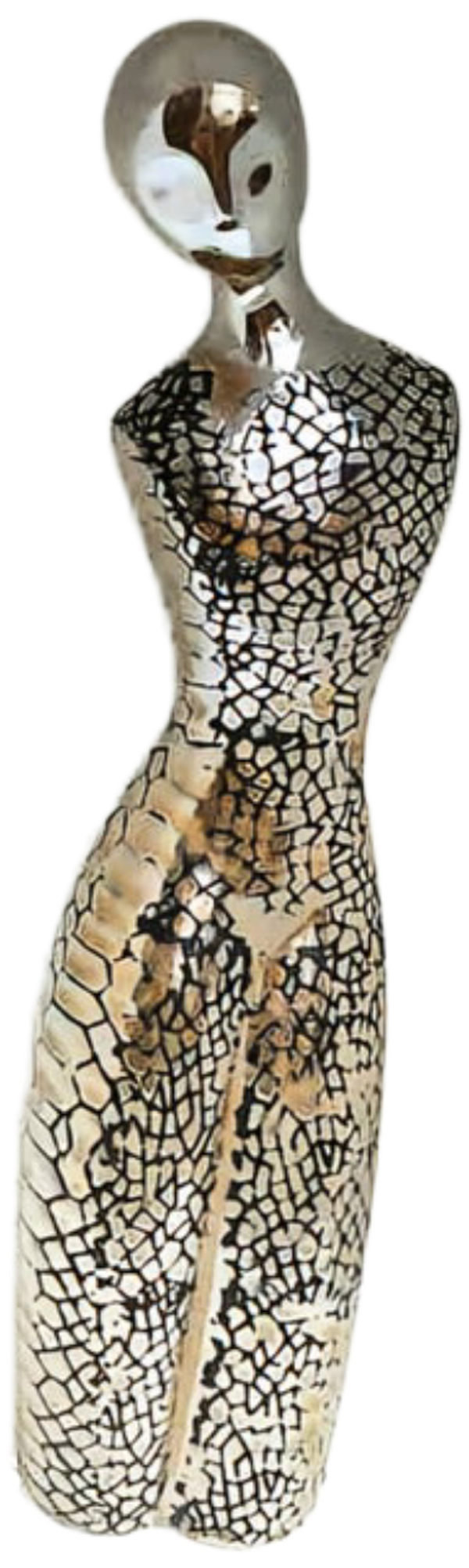 13.7" Latte Brown Colored Viper Pattern Design Abstract Woman Glass Sculpture
