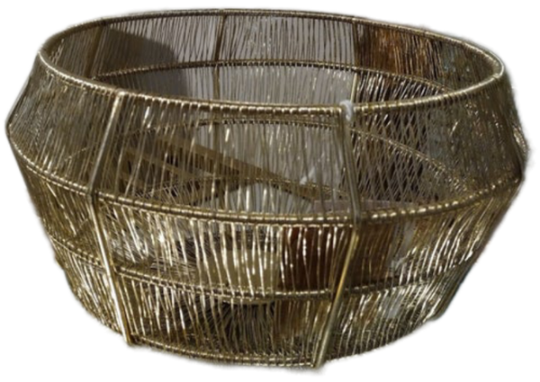 Medium Size Intricate Gold Tone Wire Basket