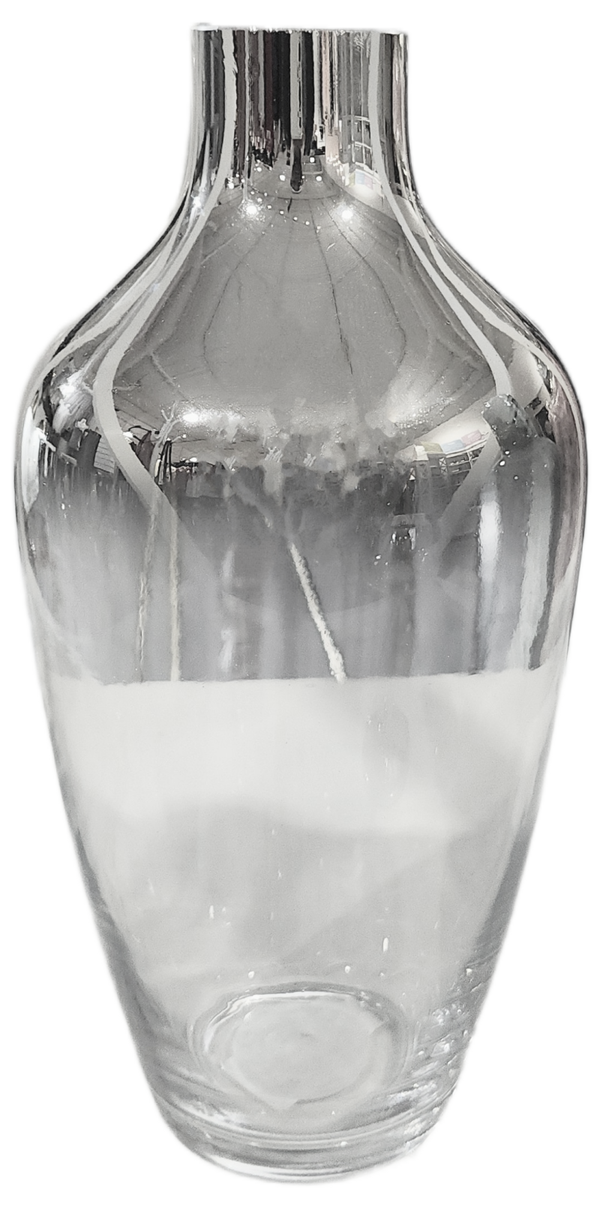 Metalic Silver & Clear Ombre Glass Vase