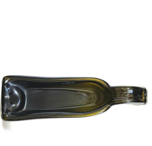 Dark Olive Green Pressed Wine Bottle Spoon Rest