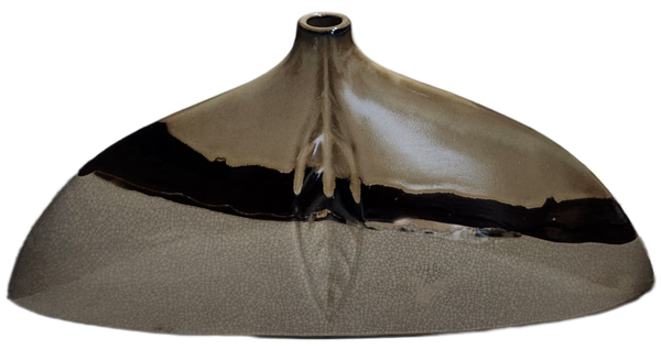 Leaf Engraved Brown & Tan Pottery