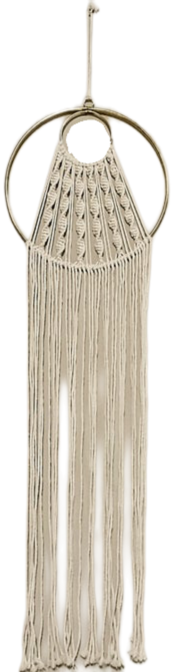 41.5" Hanging Geometric Metal Ring Macrame Wall Decor