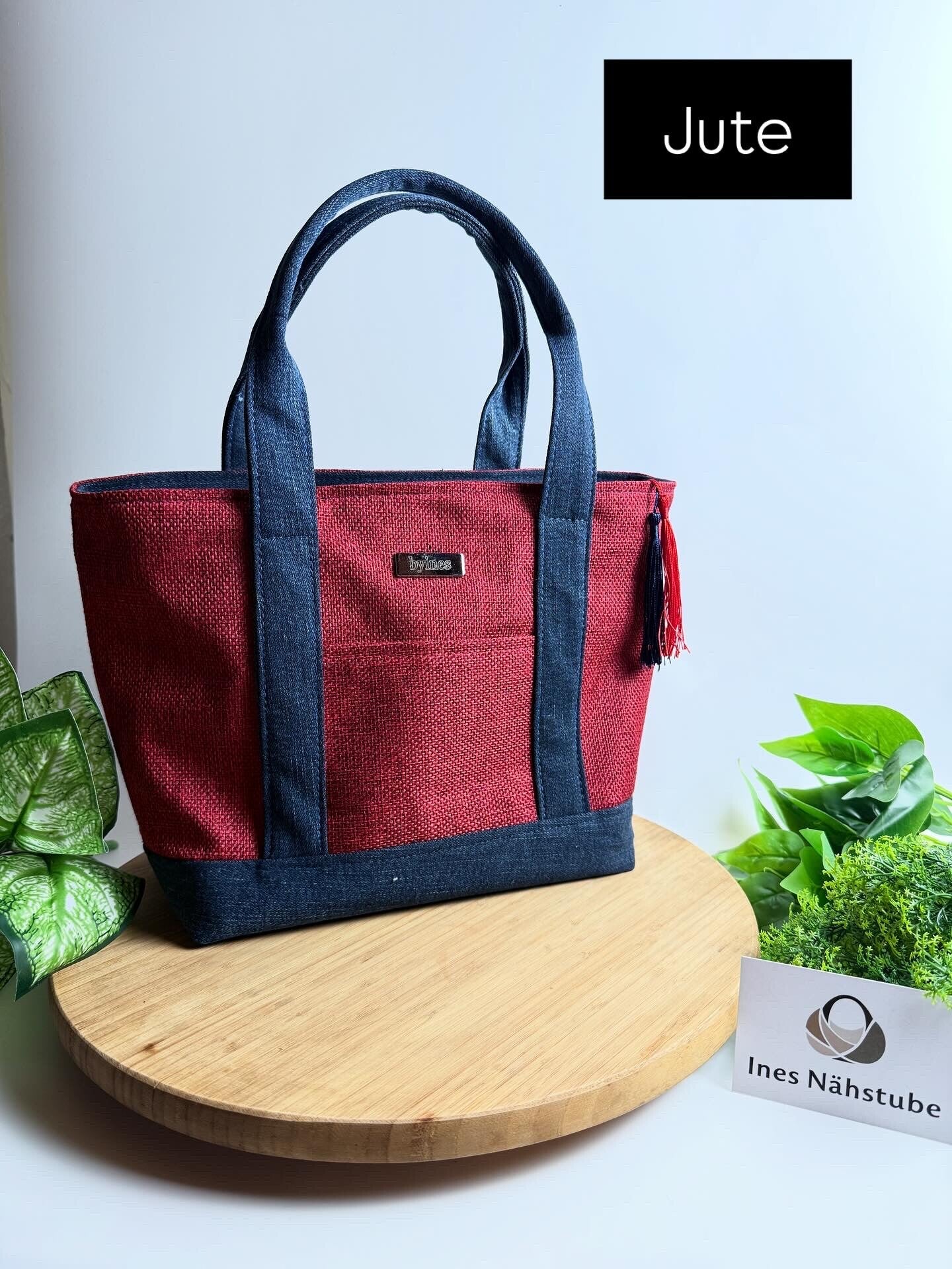 Handtasche Jute rot