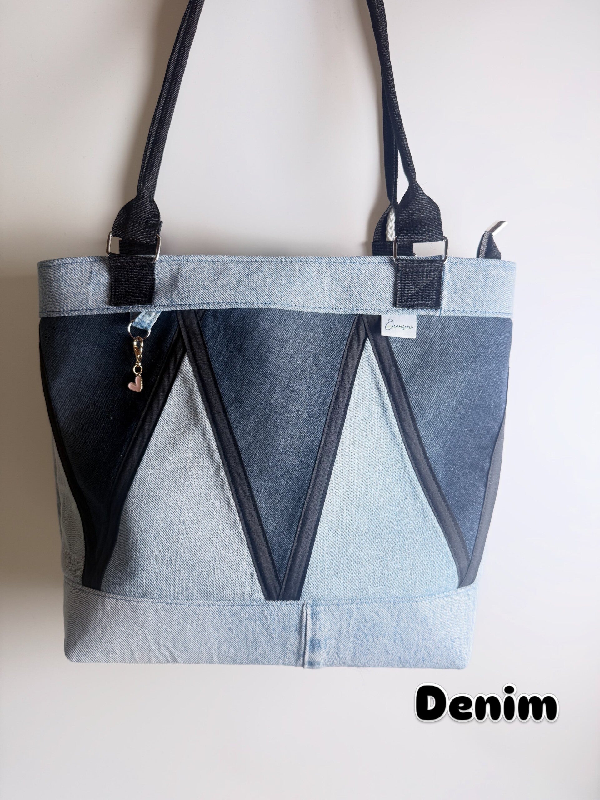Handgemachte Upcycling-Jeanstasche-Denim Patchwork