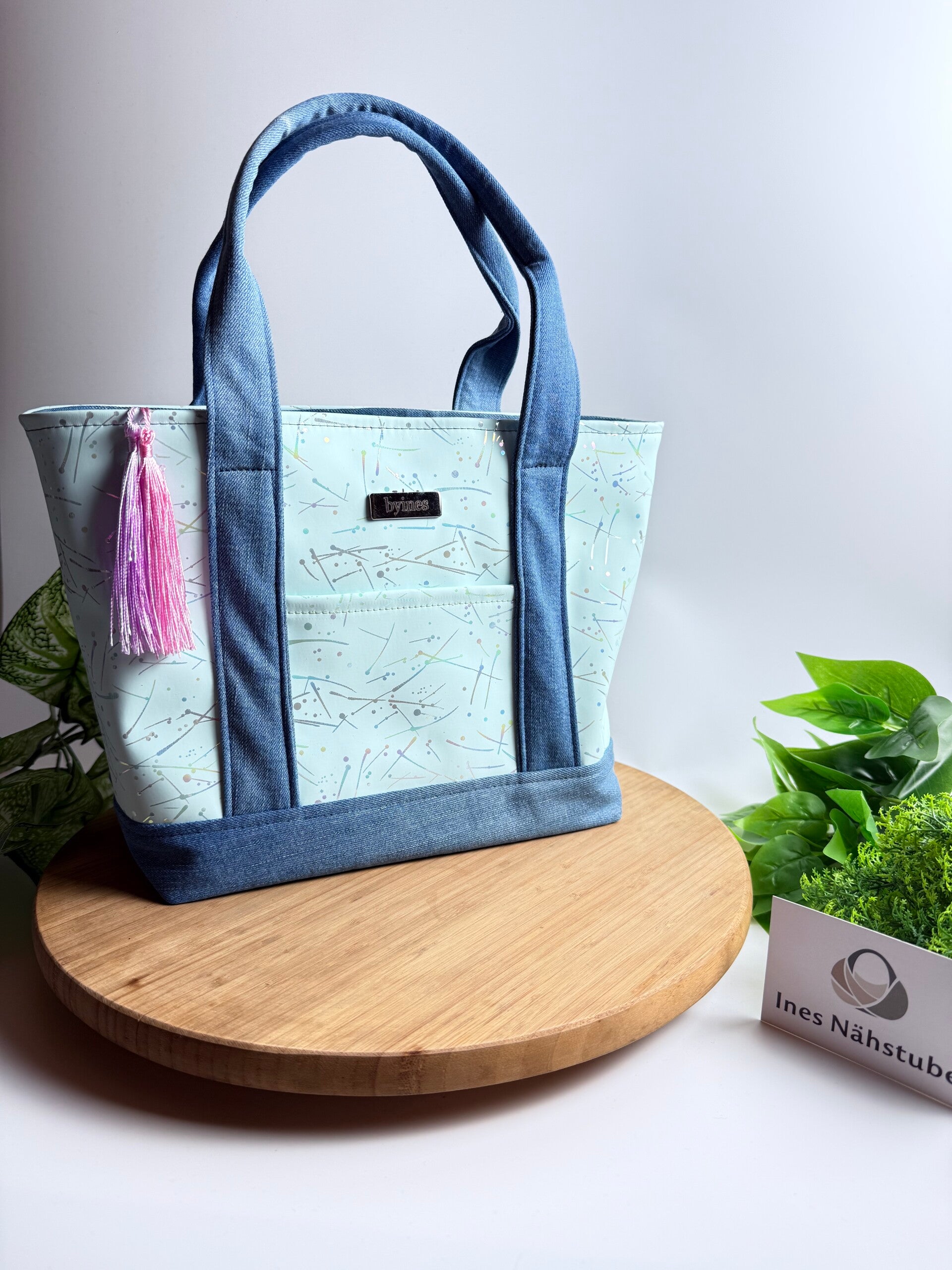 Handtasche hellgrün glitzernd