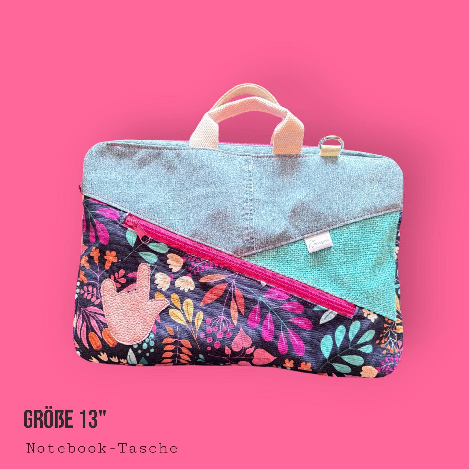 Notebook-Tasche 13" mit Handzeichenlogo rosa