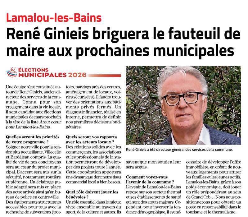 Atout coeur Elections municpales Lamalou les bains René Ginieis 