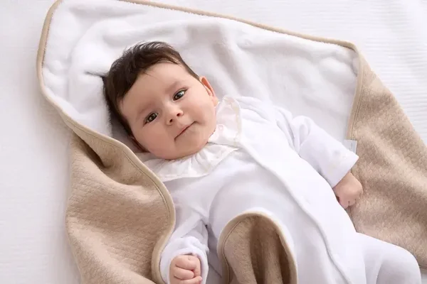 Babydeken met Naam – Living Nature Losange Teddy Fleece - Geborduurd Babydekentje