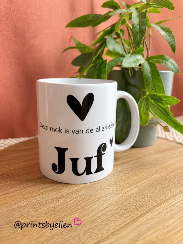 Mok “Allerliefste juf/meester” – cadeau voor juf of meester