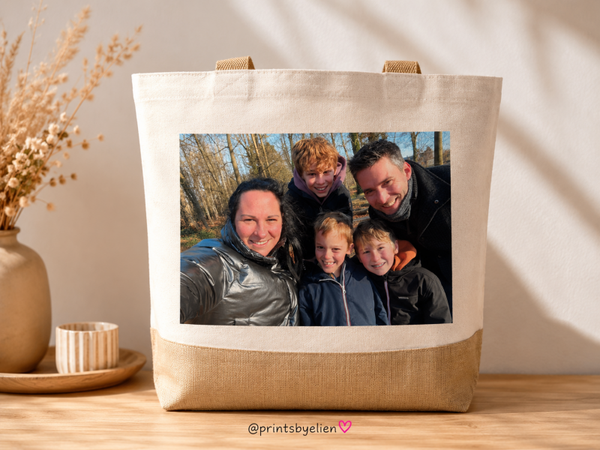 Canvas & jute draagtas bedrukken met eigen foto, logo of tekst