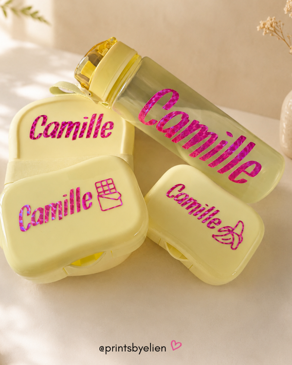 Drinkfles met naam – neon bedrukking
