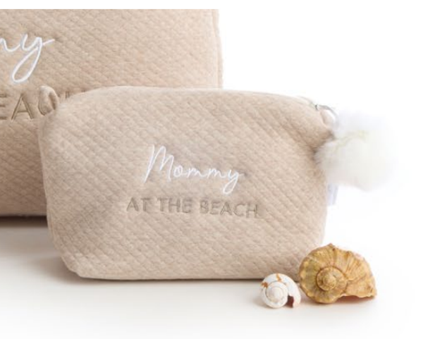 Toilettasje in wafelstof en pompon