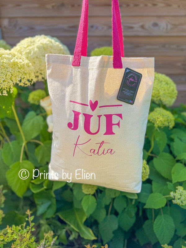 Shopper met plooi en contrasterend hengsel - JUF