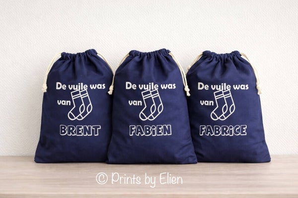 Waszak met naam voor kamp en vakantie | Gepersonaliseerde linnen waszak
