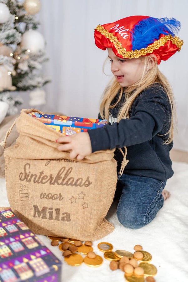 Jute Sinterklaaszak met naam - Gepersonaliseerde zak van Sinterklaas
