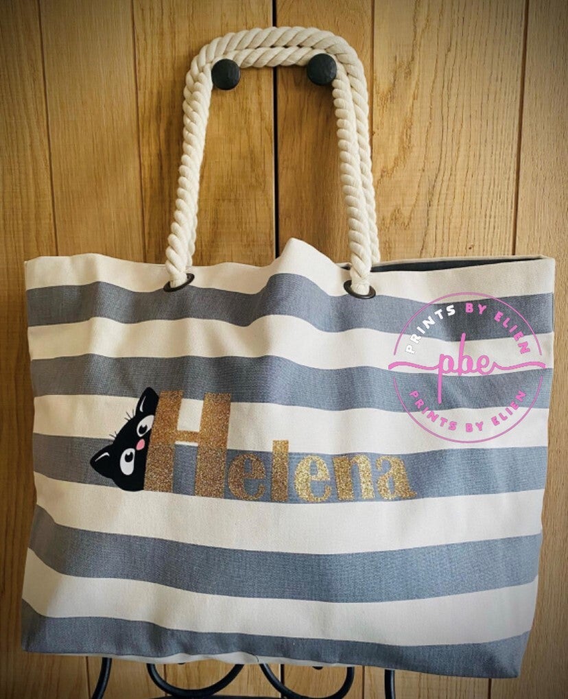 Strandzak met naam + afbeelding