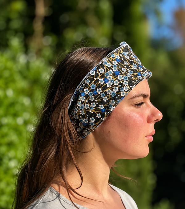 Ensemble bandeau de soin visage et manchettes assorties