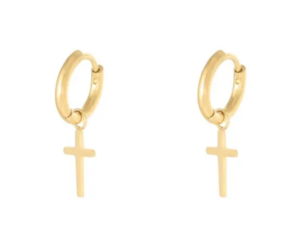Cross Gold Oorbellen