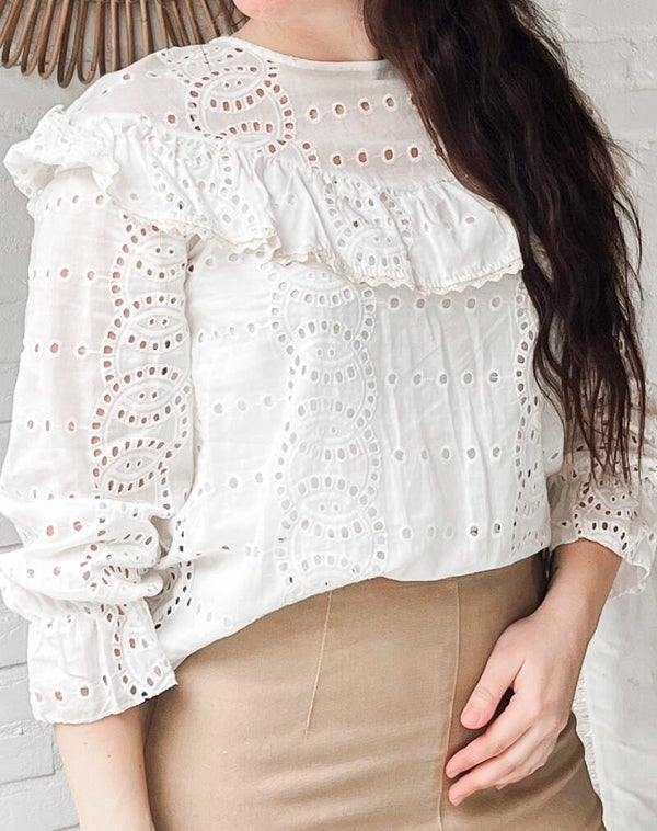 White Broderie Blouse | Amina
