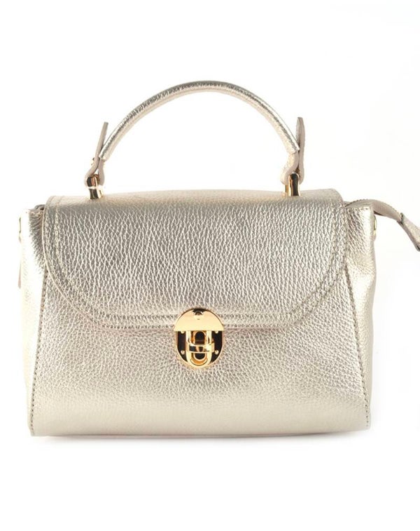 Leren metallic handtas